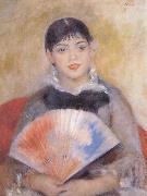 girl witb a f an, Pierre Auguste Renoir